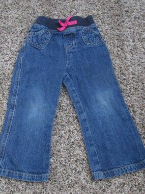 Jumping‎ Beans Pull On Jeans Toddler Girls Size 24M Blue Denim Elastic Pockets